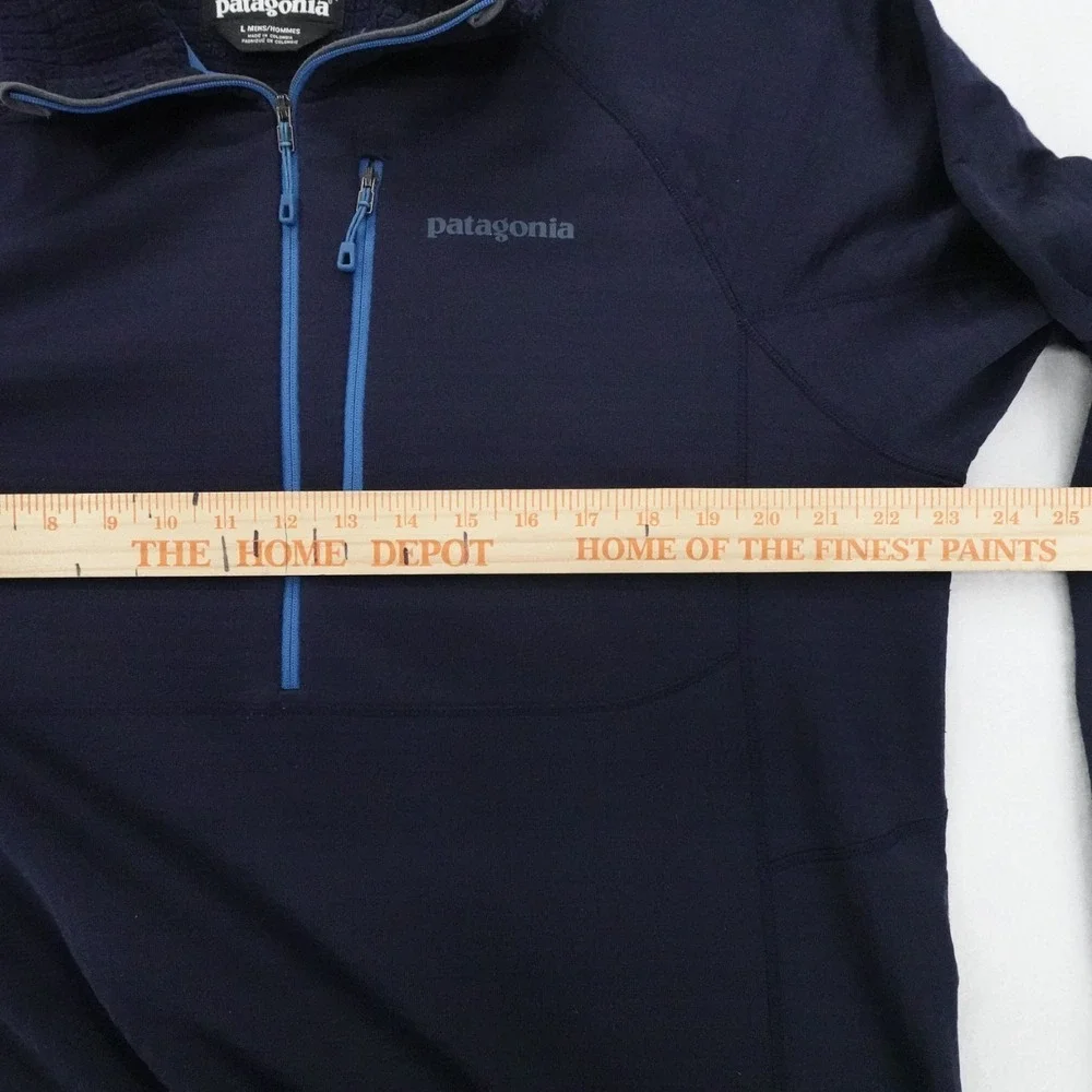Patagonia R1 Pullover Mens Large Navy Blue Polartec Grid Fleece Quarter Zip